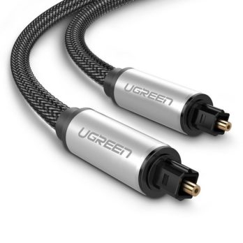 Kabel optyczny Toslink Audio UGREEN AV108, aluminiowy z oplotem, 3m (srebrny)