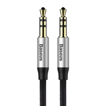 Kabel audio mini jack 3,5mm AUX Baseus Yiven 1,5m (czarno-srebrny)