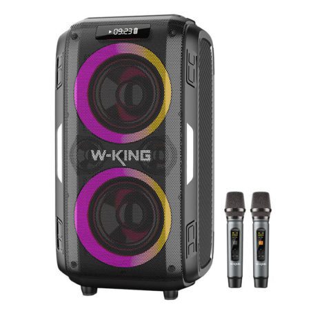 Głośnik bezprzewodowy Bluetooth W-KING T9 Pro 120W + 2 mikrofony (czarny)