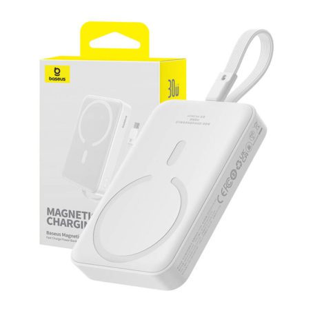 Powerbank magnetyczny Baseus Magnetic Mini 10000mAh, USB-C 30W MagSafe (biały)