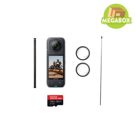 MegaBOX Kamera Insta360 X4 Edycja BMW Motorrad / Uchwyt selfie Insta360 (3m)/ Karta pamięci SANDISK EXTREME PRO microSDXC 128GB 200/90 MB/s UHS-I U3 (SDSQXCD-128G-GN6MA)