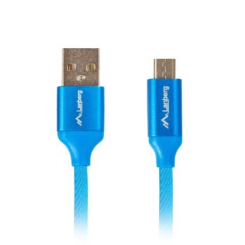 Kabel Lanberg Premium CA-USBM-20CU-0010-BL (USB 2.0 – Micro USB typu B ; 1m; kolor niebieski)