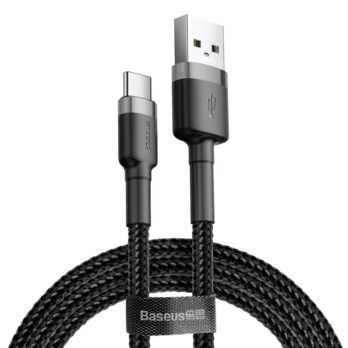 Kabel Baseus Cafule CATKLF-CG1 (USB 2.0 – USB typu C ; 2m; kolor szaro-czarny)