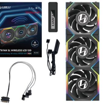Lian Li UNI FAN SL Wireless LCD 120 Reverse Blade Obudowa komputera Wentylator 12 cm Czarny 3 szt.