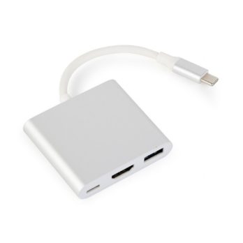 GEMBIRD GEMBIRD MULTI ADAPTER USB TYP-C (M) -> USB TYP-C; USB 3.0; HDMI SREBRNY