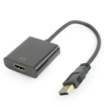 Adapter GEMBIRD A-USB3-HDMI-02 (USB 3.0 M – HDMI F; 0,15m; kolor czarny)