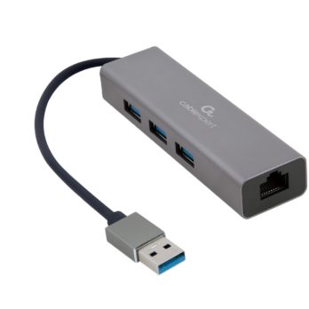 GEMBIRD ADAPTER USB-AM DO LAN GIGABIT HUB USB 3.0 X3 CZARNY