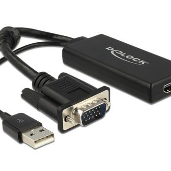 DeLOCK 0.25m VGA+USB2.0-A/HDMI 0,25 m VGA (D-Sub) + USB Czarny