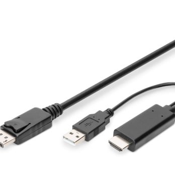 Kabel adapter HDMI 4K 30Hz zasilanie USB A na DisplayPort 2m
