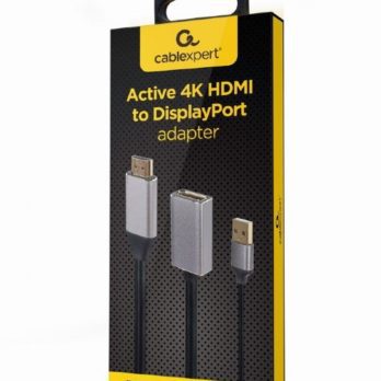GEMBIRD AKTYWNY ADAPTER 4K HDMI NA DISPLAYPORT (F) CZARNY, 10CM