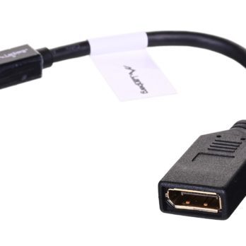 Adapter Lanberg AD-0003-BK (Mini DisplayPort M – DisplayPort F; 0,10m; kolor czarny)