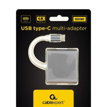 GEMBIRD GEMBIRD MULTI ADAPTER USB TYP-C (M) -> USB TYP-C; USB 3.0; HDMI SZARY