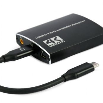 Gembird A-CM-HDMIF2-01 Adapter USB-C na dual HDMI, 4K 60Hz, czarny