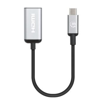 Manhattan 153706 adapter kablowy 0,15 m USB Type-C HDMI Czarny, Srebrny