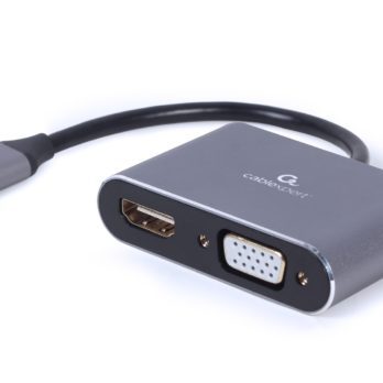 GEMBIRD ADAPTER USB TYPU C NA HDMI + VGA NA KABLU SZARY