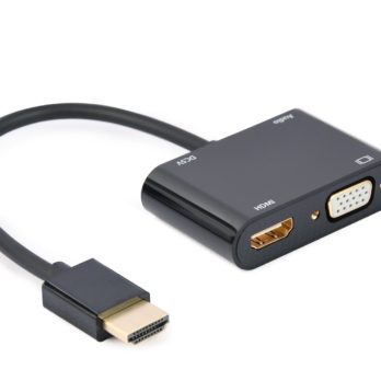 GEMBIRD ADAPTER HDMI MĘSKI DO HDMI ŻEŃSKI + VGA ŻEŃSKI Z AUDIO + PORT ZASILANIA