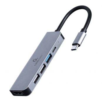 GEMBIRD MULTI ADAPTER USB TYP-C 5W1 (HUB + HDMI + PD) SREBRNY