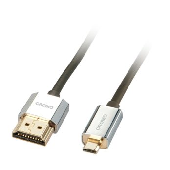 Lindy 41680 kabel HDMI 0,5 m HDMI Typu A (Standard) HDMI Typu D (Micro) Czarny, Srebrny