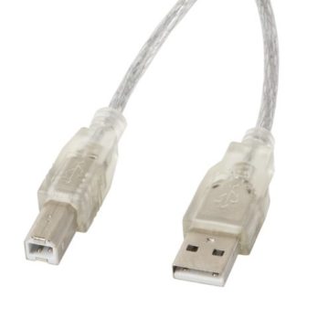 Kabel Lanberg CA-USBA-12CC-0018-TR (USB 2.0 M – USB 2.0 M; 1,8m; kolor przeźroczysty)