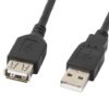 Kabel Lanberg CA-USBE-10CC-0007-BK (USB 2.0 M - USB 2.0 F; 0,7m; kolor czarny)