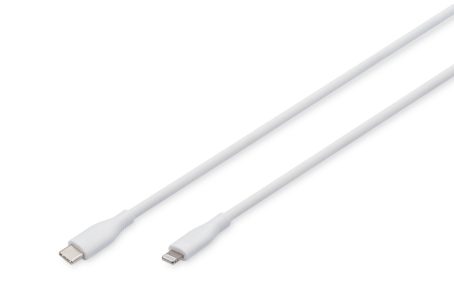 Digitus Silikonowy kabel połączeniowy Lightning, USB-C - Lightning, 1 m, biały