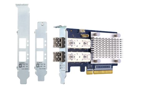 Qnap QXP-32G2FC, 2x 32Gb Gen 6 Fibre Channel card with SFP+ transceivers(2x 32Gb LC SR), PCIe Gen3 x8, Low profile, up to 100 meters , supported on Qnap QTS & QTS Hero