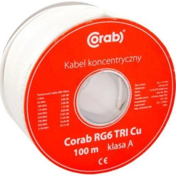 PRZEWÓD KONCENTRYCZNY RG6 TRI Cu CORAB ( szpula 100m ) klasa A