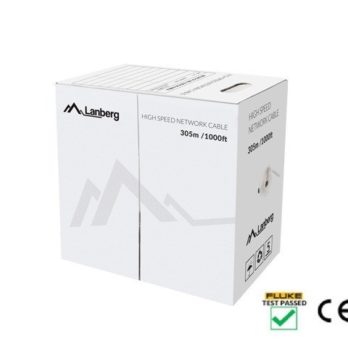 LANBERG KABEL UTP KAT.5E 305M DRUT CU CZARNY FLUKE PASSED LCU5-12CU-0305-BK