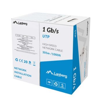 LANBERG KABEL LAN UTP 1GB/S 305M DRUT CCA SZARY