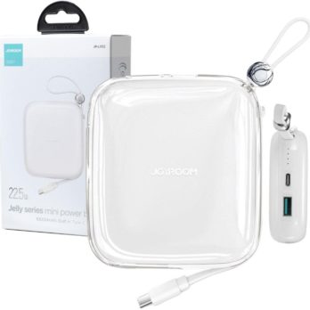 Powerbank Joyroom Jelly Series JR-L002 10000mAh 22.5W PD QC z kablem 1x USB-A 1x USB-C biały