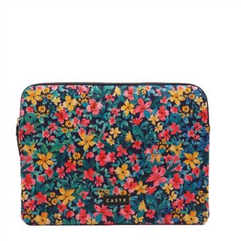 Casyx | Pasuje do rozmiaru 13″/14″ | Casyx na MacBooka | SLVS-000023 | Rękaw | Płótno Kwiaty Ciemne | Nieprzemakalny