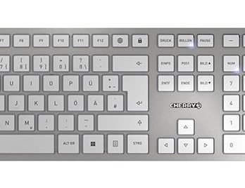 CHERRY DW 9100 SLIM klawiatura Dołączona myszka Uniwersalne RF Wireless + Bluetooth QWERTZ Niemiecki Srebrny