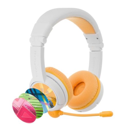 BuddyPhones School+ Zestaw słuchawkowy Przewodowy i Bezprzewodowy Opaska na głowę Połączenia/muzyka USB Type-C Bluetooth Biały, Żółty