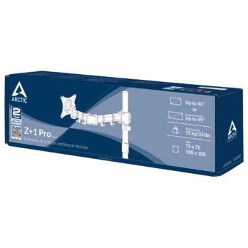 ARCTIC Z+1 Pro Gen 3 124,5 cm (49″) Biurko Czarny, Stal satynowa