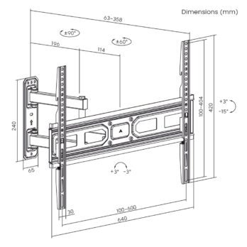 MACLEAN UCHWYT DO TELEWIZORA 37-70″ 35KG MAX VESA 600X400 MC-798N