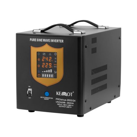 Zasilacz awaryjny KEMOT PROsinus-2600/24 przetwornica z czystym przebiegiem sinusoidalnym i funkcją ładowania 24V 230V 2600VA/1800W - kolor czarny