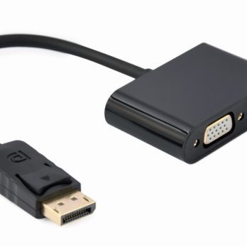 GEMBIRD ADAPTER NA KABLU DISPLAYPORT MĘSKI NA ŻEŃSKI HDMI + ŻEŃSKI VGA CZARNY, 10CM