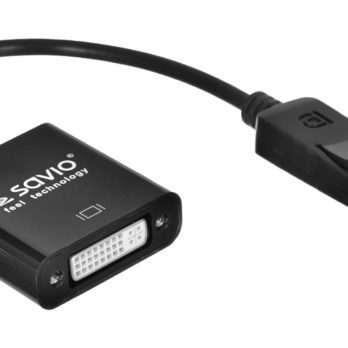 Adapter SAVIO CL-91 (DisplayPort M – DVI-I F; 0,20m; kolor czarny)