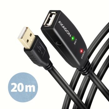 Axagon ADR-220 USB 2.0 A-M -> A-F active extension/repeater cable 20m – Kabel – Digital/Daten kabel USB USB A Czarny