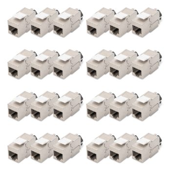 Moduł (gniazdo) keystone RJ45 (8P8C) kat.6A, STP,ekranowany, beznarzędziowy, stalowy, 24szt