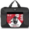 Zestaw torba + mysz PORT DESIGNS Premium Pack 501873 (Top Load; wireless; 1000 DPI; USB-C/USB-A; kolor czarny)