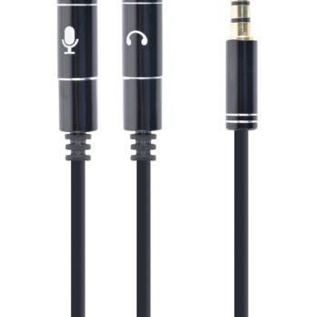 Kabel GEMBIRD CCA-417M (4-Pin, Mini Jack M – 2x Mini Jack F; 0,20m; kolor czarny)