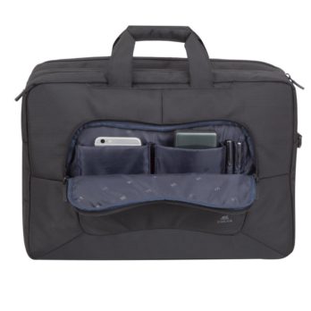 RIVACASE TORBA NA LAPTOP 17,3″ TEGEL, CZARNA, MATERIAŁ WODOODPORNY, KIESZENIE NA TABLET 10,1″, SMARTFON, DOKUMENTY, AKCESORIA