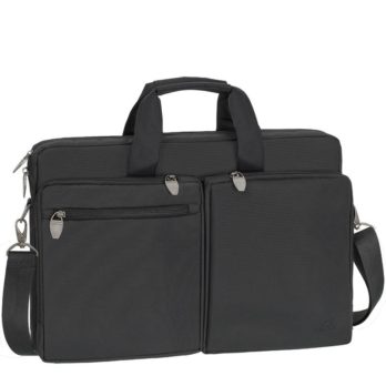 RIVACASE TORBA NA LAPTOP 17,3″ TIERGARTEN, CZARNA, MATERIAŁ WODOODPORNY, KIESZENIE NA TABLET, SMARTFON, DOKUMENTY I AKCESORIA