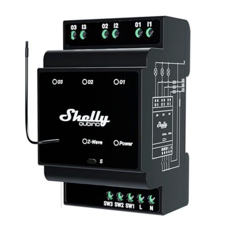 3-kanałowy przekaźnik na szynę DIN Shelly Qubino Wave Pro 3 Z-Wave