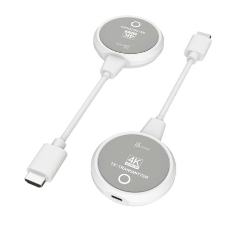 Nadajnik i odbiornik audio/video bezprzewodowy j5create ScreenCast 4K Wireless Display HDMI Extender ; kolor biały JVAW75-N