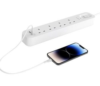 Listwa zasilająca Belkin Power Surge 4-PORT + 1xUSB-A +1xUSB-C 2.4A PD 525J 2m White Schuko