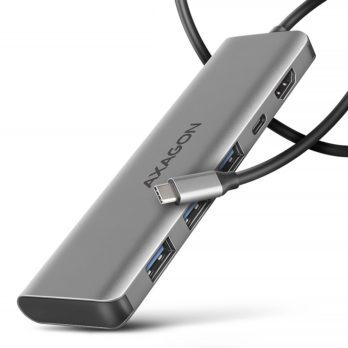 Axagon HMC-5H USB-C 3.2 Gen 1 hub 3x USB-A 4K HDMI PD 100W – Silber Przewodowa USB 3.2 Gen 1 (3.1 Gen 1) Type-C Srebrny