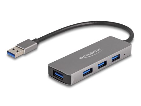 DeLOCK 4-portowy koncentrator USB 5 Gbps ze złączem USB Typu-A — z boku porty USB Typu-A