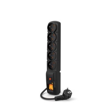 ACAR F5 Czarny 5 x gniazdo sieciowe 230 V 3 m